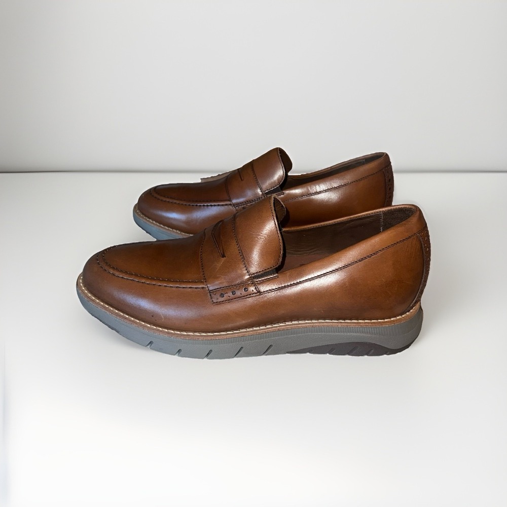 Johnston & Murphy Vaughn Penny Loafers Cognac Brown Leather Mens Size 8 NEW - Picture 2 of 8
